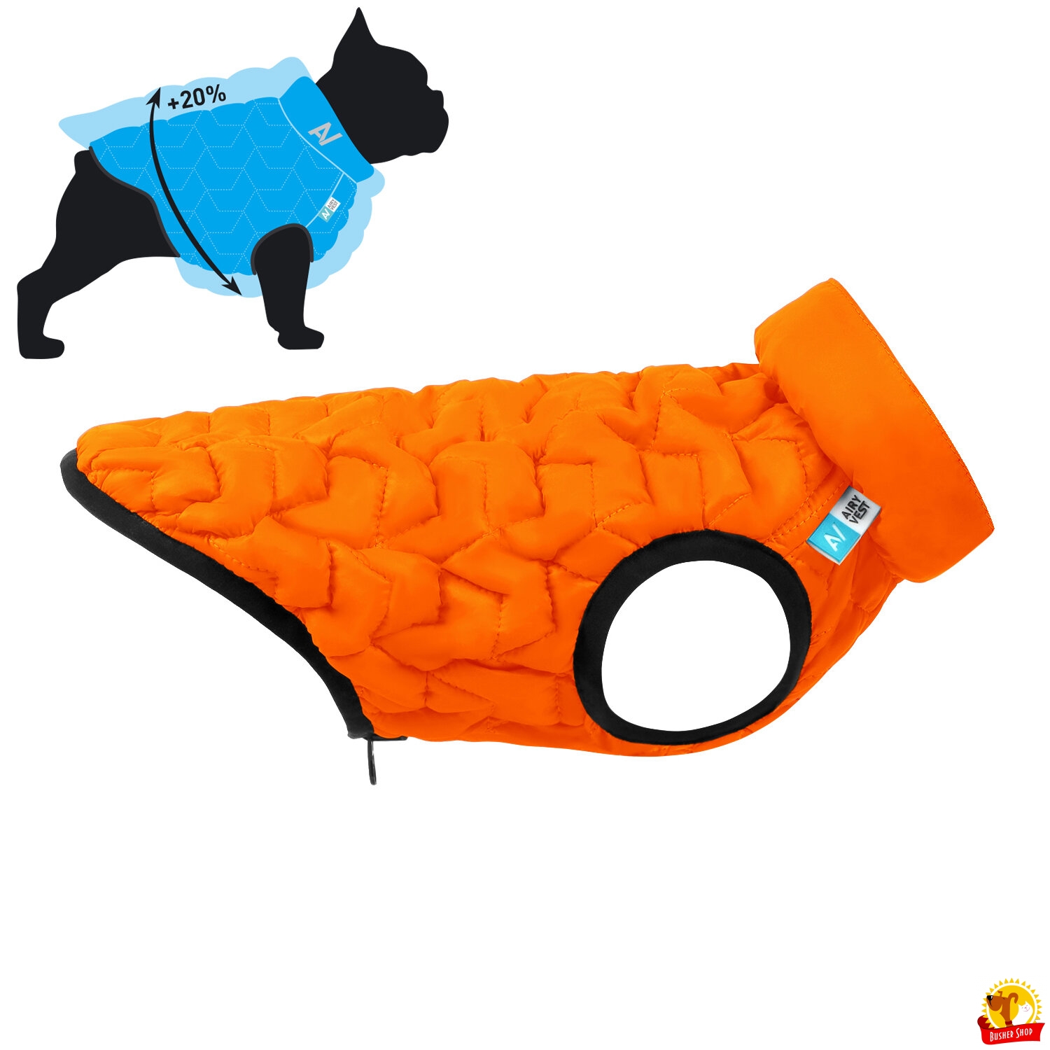 Двусторонняя курточка для собак AiryVest UNI, размер M43, оранжево/черная